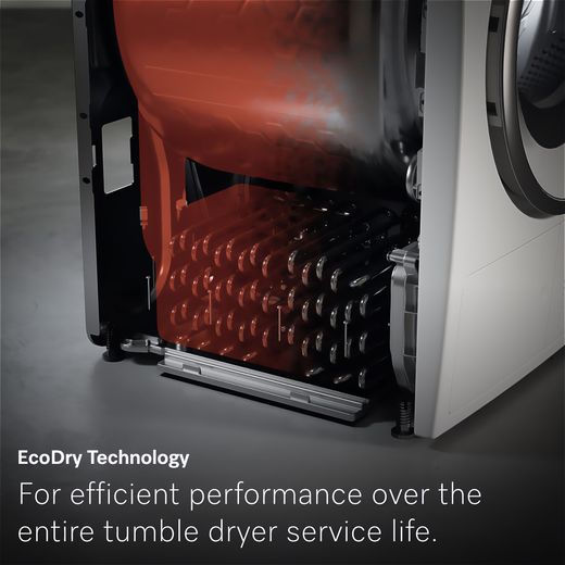 Miele T1 EcoSpeed TSD643 WP Wifi Connected 9Kg Heat Pump Tumble Dryer - White - Annotation - Eco dry shot